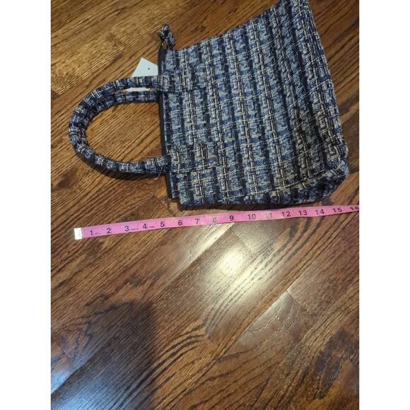 J Crew Blue Black Tweed Bag NWT - Picture 3 of 4
